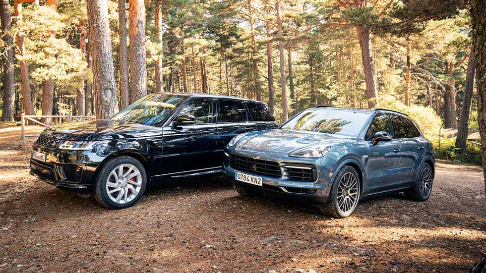 Porsche Cayenne EHybrid vs Range Rover Sport P400e dos