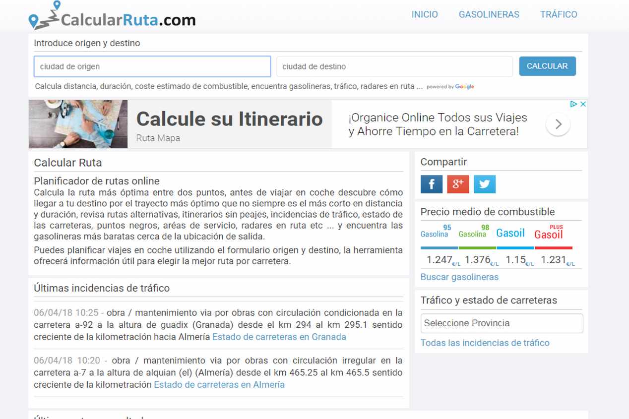 calcula la ruta y el itinerario de tus viajes autopista es