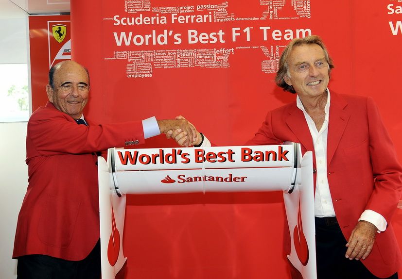 Uno de los mejores momentos de la asociación entre Ferrari y Santander fue este cuando se anunció la renovación desde 2012 a 2017
