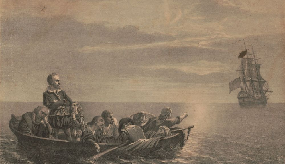 Litografía donde se recrea el encuentro de Henry Hadson con una sirena. Litografía donde se recrea el encuentro de Henry Hadson con una sirena.