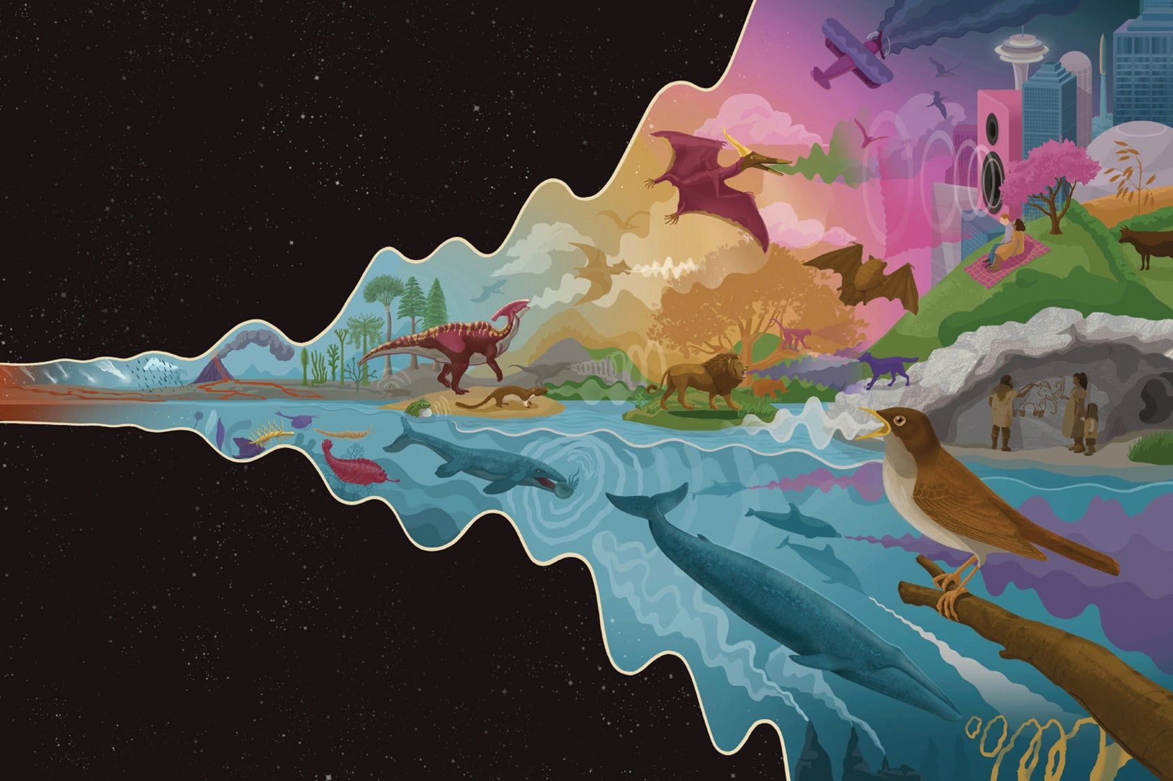 Los conocimientos recientes sobre la evolución de la acústica de los animales han llevado a una nueva comprensión de cómo surgieron nuestros paisajes sonoros modernos.