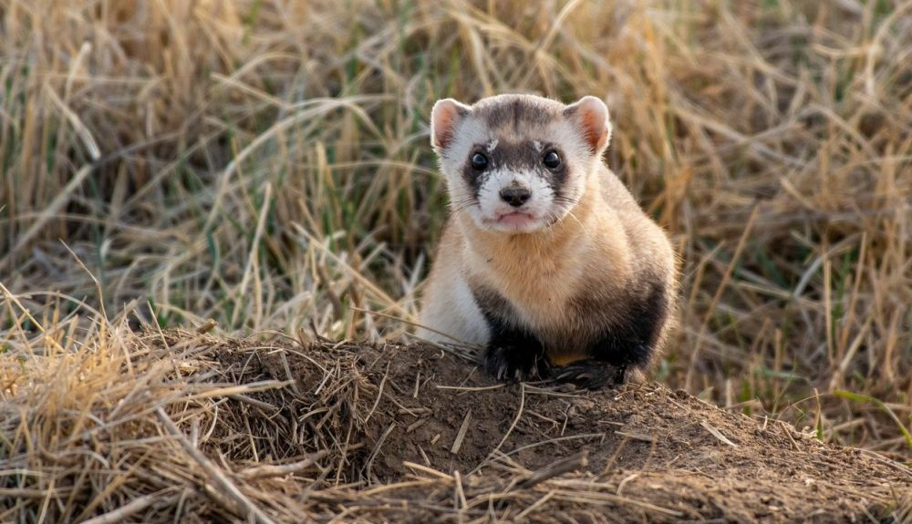 El hurón de patas negras está en peligro de extinción desde la década de 1970. El hurón de patas negras está en peligro de extinción desde la década de 1970.