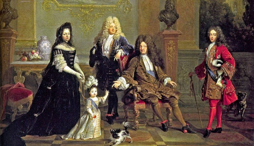 Luis XIV y su familia. El Rey Sol murió sin dejar un sucesor claro.