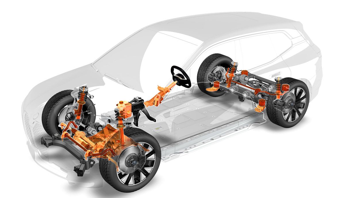 Las entrañas mecánicas del BMW iX xDrive50.
