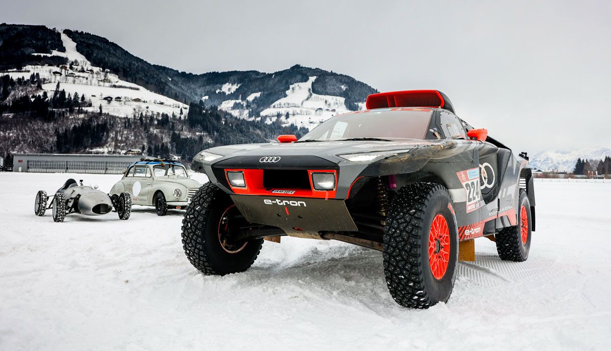 El Audi RS Q e tron del Dakar, a prueba sobre nieve y hielo con Ken Block.