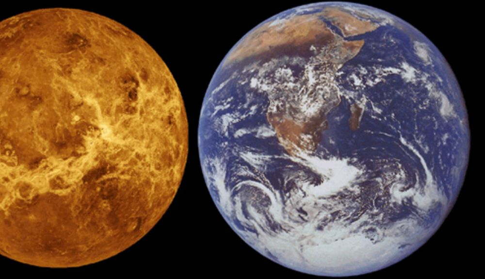 Una comparación de la Tierra y Venus. Una comparación de la Tierra y Venus.