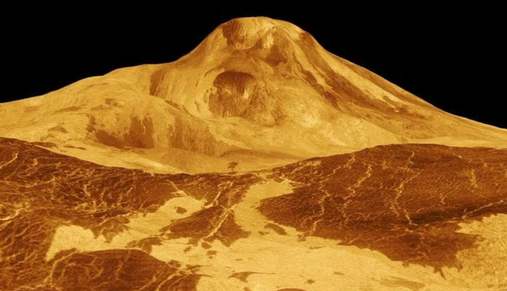 Recreación 3D de un crater en Venus. Recreación 3D de un crater en Venus.