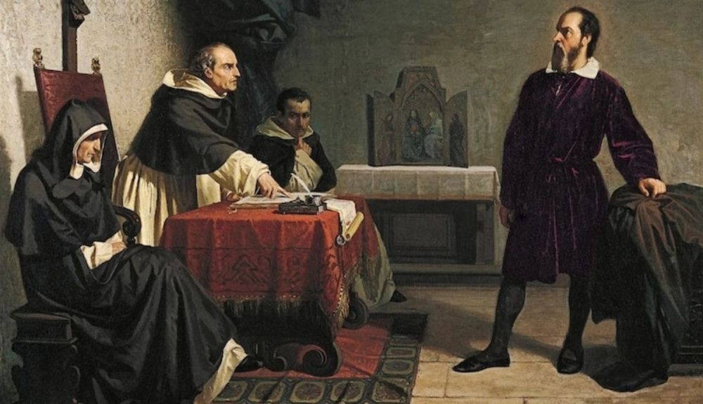 Galileo Galilei, frente a la Inquisición romana, de Cristiano Banti. Galileo Galilei, frente a la Inquisición romana, de Cristiano Banti.