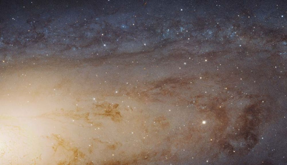 Una imagen tomada por el telescopio Hubble de la galaxia de Andrómeda con suficiente resolución para identificar estrellas individuales. Una imagen tomada por el telescopio Hubble de la galaxia de Andrómeda con suficiente resolución para identificar estrellas individuales.