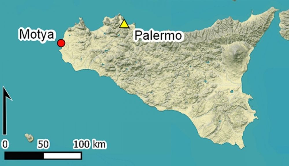 Lugar donde se encuentra la peqeuña isla de Motya. Lugar donde se encuentra la peqeuña isla de Motya.
