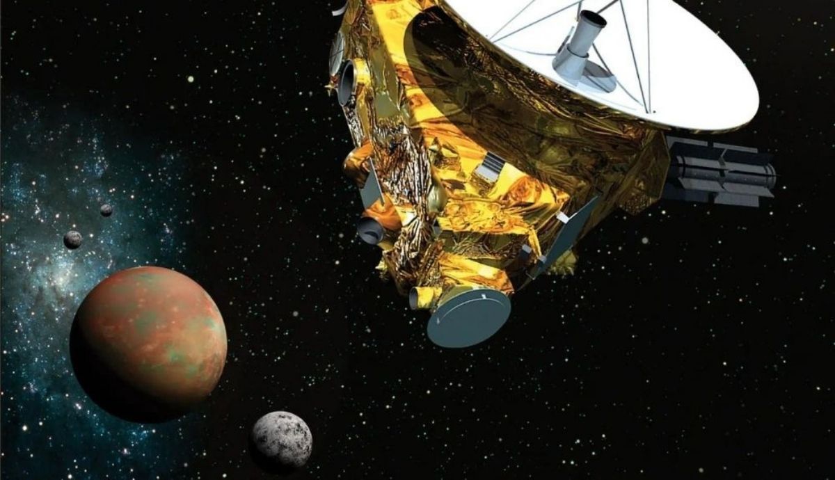Representación artística de la nave espacial New Horizons, acercándose a Plutón, ahora uno de los cinco planetas enanos.