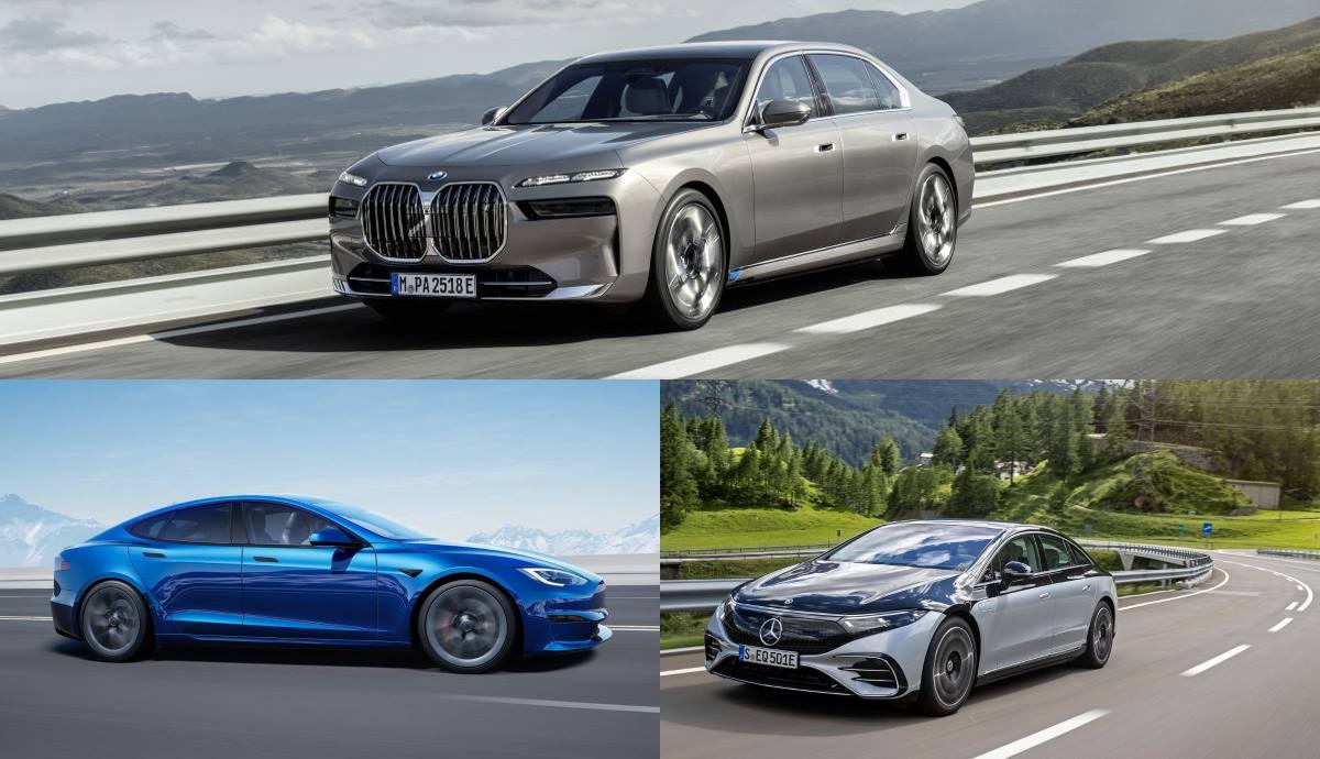 BMW i7 frente a Mercedes EQS y Tesla Model S