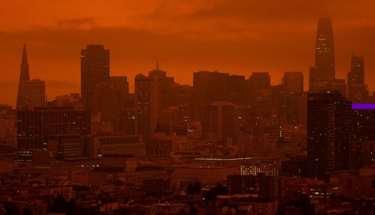 Cielo de San Francisco tras un incendio forestal. Los incendios tienen gran influencia en el calentamiento global.