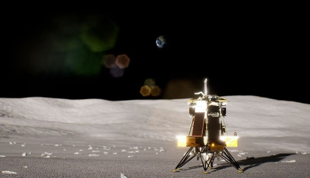 Una impresión artística de Nova C, el módulo de aterrizaje construido por Intuitive Machines, que llevará instrumentos científicos a la región Reiner Gamma de la Luna.
