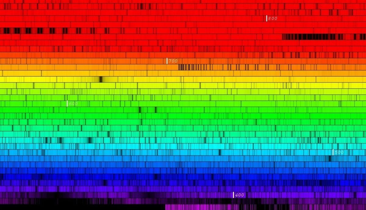 Espectro del Sol, tomado con el espectrógrafo de muy alta resolución NARVAL instalado en el Télescope Bernard Lyot, Observatoire Midi Pyrénées.