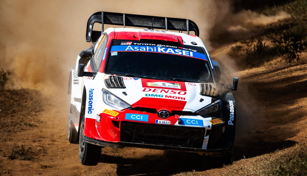 Kalle Rovanperä, líder del Mundial, fue el más rápido en el Shakedown de Kenya con su Toyota Yaris GR Rally1. Foto: Red Bull.