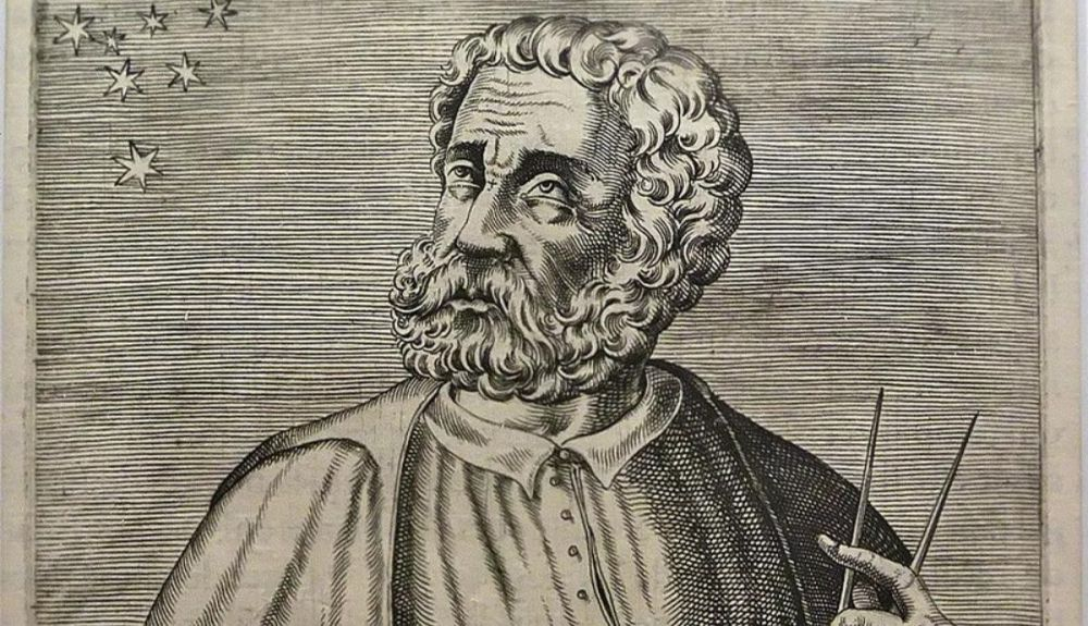 Detlle de calcografía de la obra de André Thevet (1584), en la que retrata a Fernando de Magallanes. Detlle de calcografía de la obra de André Thevet (1584), en la que retrata a Fernando de Magallanes.