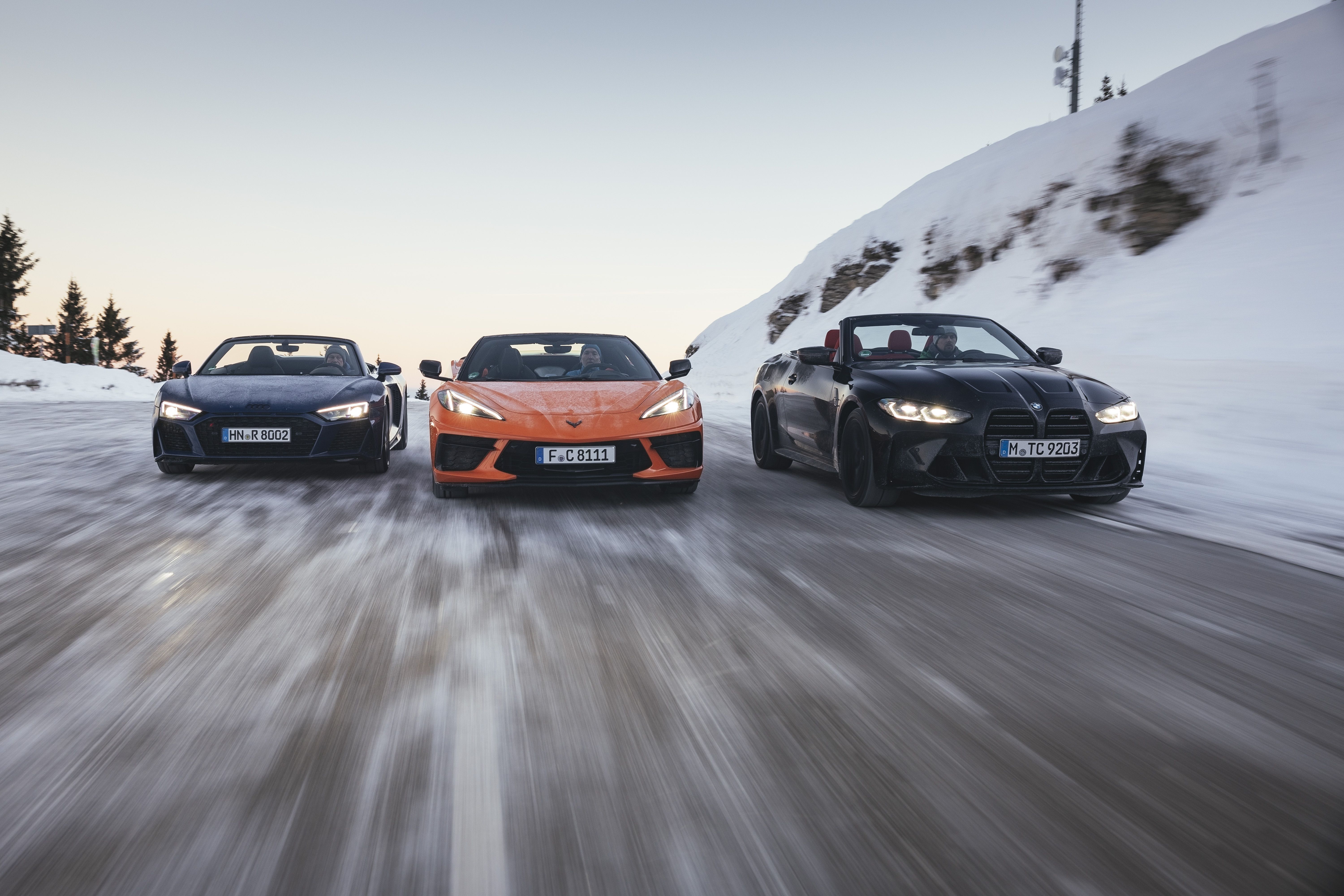 Corvette Stingray, BMW M4 Competition xDrive y Audi R8 Spyder V10 Performance 