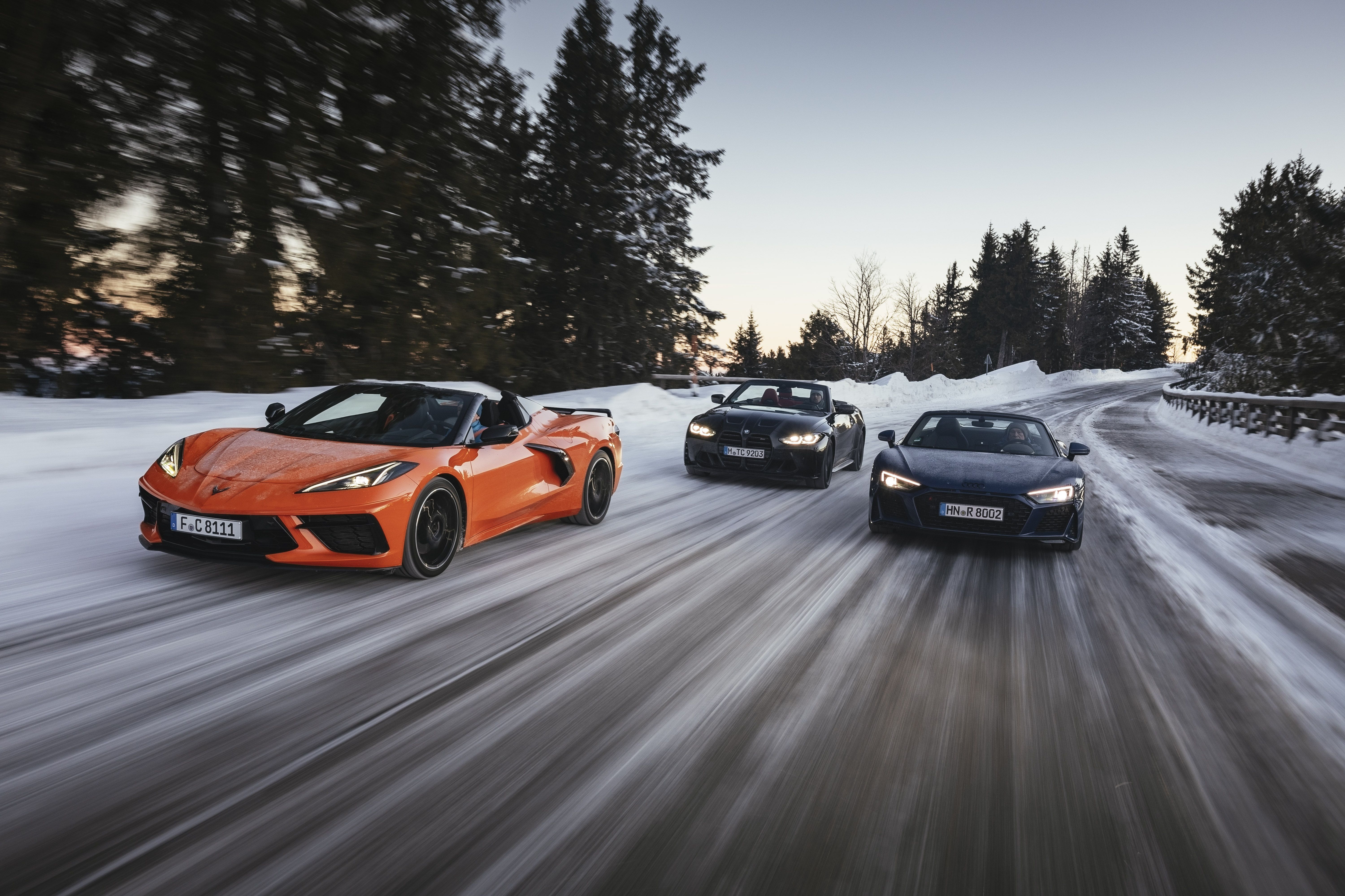 Corvette Stingray, BMW M4 Competition xDrive y Audi R8 Spyder V10 Performance 