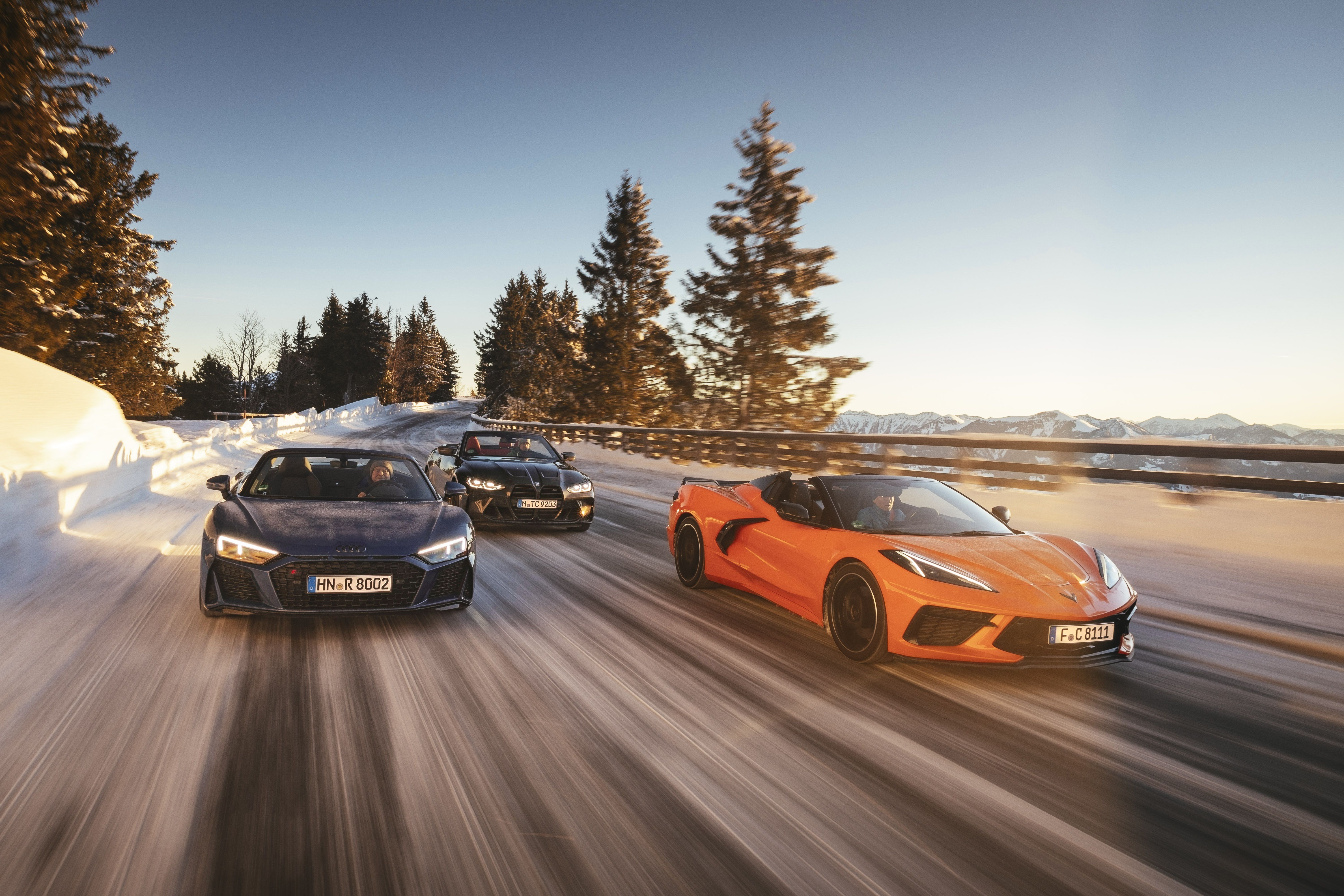 Corvette Stingray, BMW M4 Competition xDrive y Audi R8 Spyder V10 Performance 