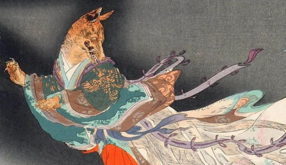 Detalle de zorro de nueve colas, por Ogata Gekko Detalle de zorro de nueve colas, por Ogata Gekko