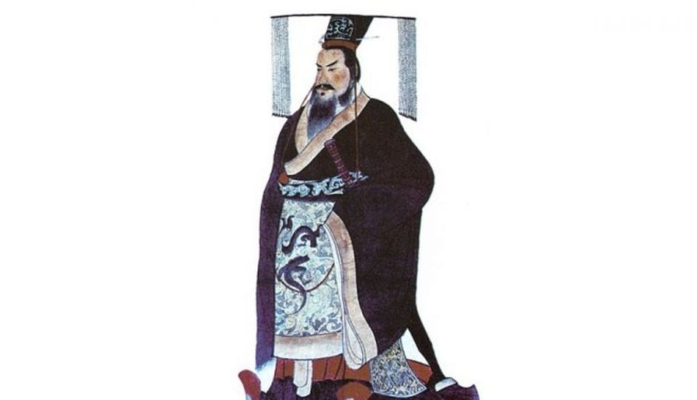 Ilustración de Qin Shi Huang de un artista desconocido, alrededor de 1850. Ilustración de Qin Shi Huang de un artista desconocido, alrededor de 1850.