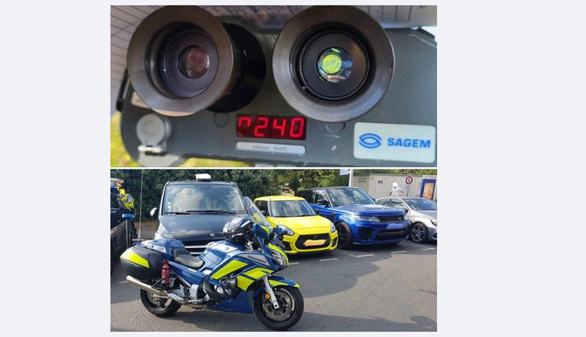 La policía francesa intercepta a un Suzuki Swift Sport por circular a 240 kmh, una velocidad superior a la homologada por el vehículo japonés. Foto Gendarmerie Indre et Loire.