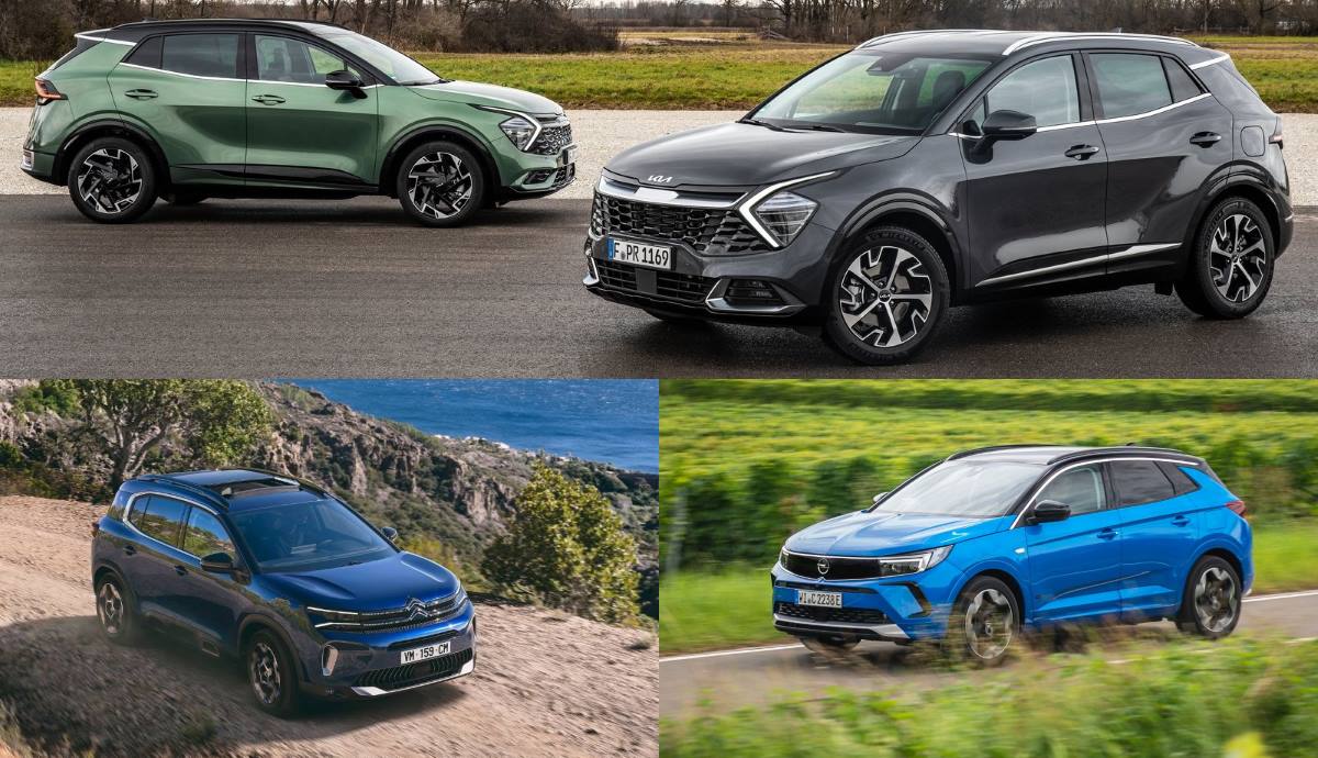 Kia Sportage frente a Opel Grandland y Citroën C5 Aircross
