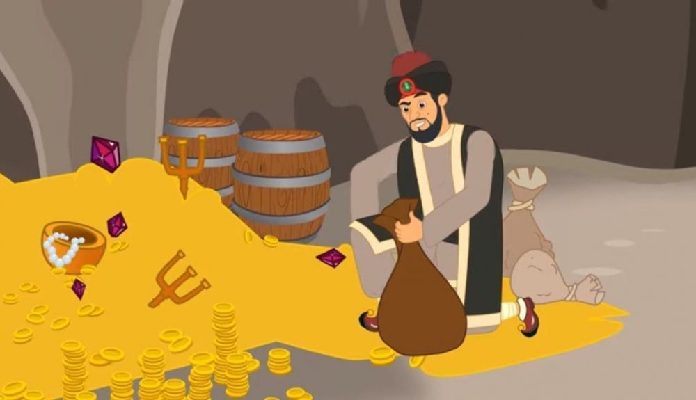 Ilustración de Ali Baba y los cuarenta ladrones.