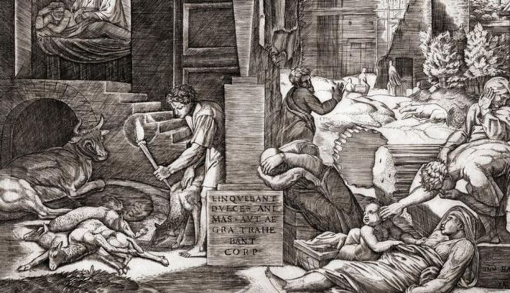 En el siglo XIV, la peste negra provocó la muerte de entre el 30 % y el 50 % de la población de la época. En el siglo XIV, la peste negra provocó la muerte de entre el 30 % y el 50 % de la población de la época.