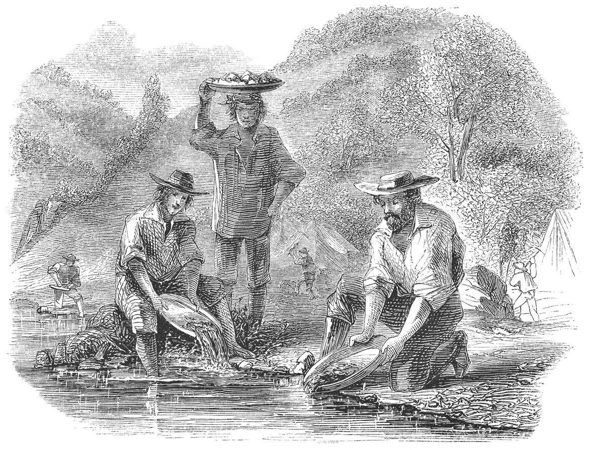 Buscadores de oro, en el río Mokelumne, en California. Buscadores de oro, en el río Mokelumne, en California.