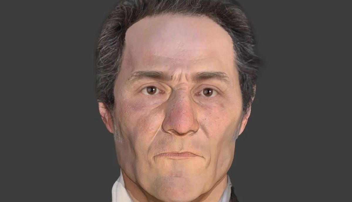 Reconstrucción del rostro de John Barber, que murió de tuberculosis. Cortesía de Parabon NanoLabs, Inc.