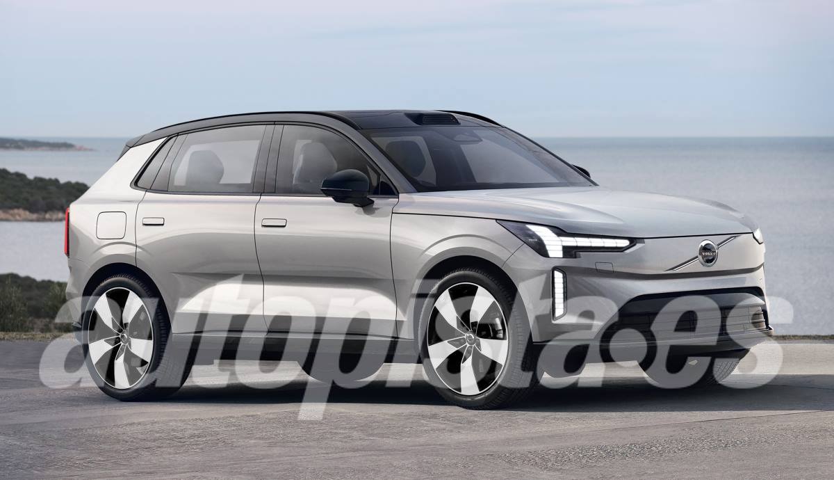 Recreación de nuestro ilustrador Schulte sobre cómo podría ser el nuevo Volvo EX30.
