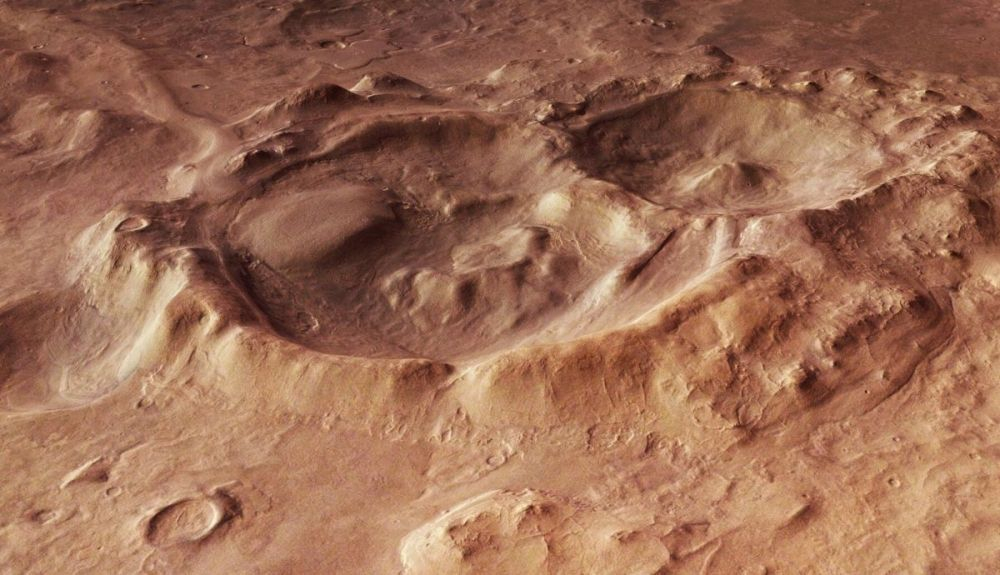 En las tierras altas del sur de Marte, se encuentra Hellas, con un diámetro de 2.300 kilómetros. En las tierras altas del sur de Marte, se encuentra Hellas, con un diámetro de 2.300 kilómetros.