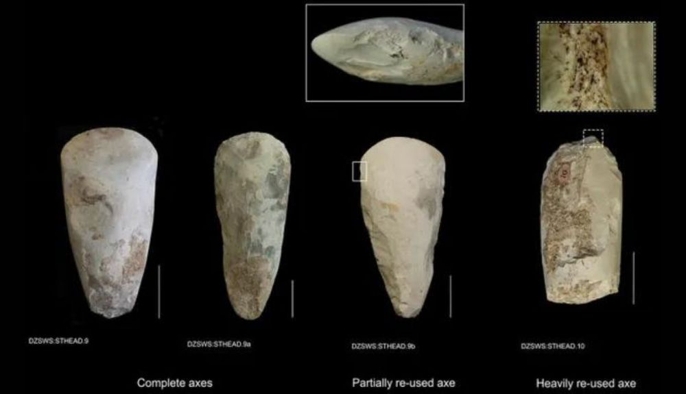 Hachas de pedernal de Upton Lovell en diferentes etapas de uso. Fotografía Museo de Wiltshire. Hachas de pedernal de Upton Lovell en diferentes etapas de uso. Fotografía Museo de Wiltshire.
