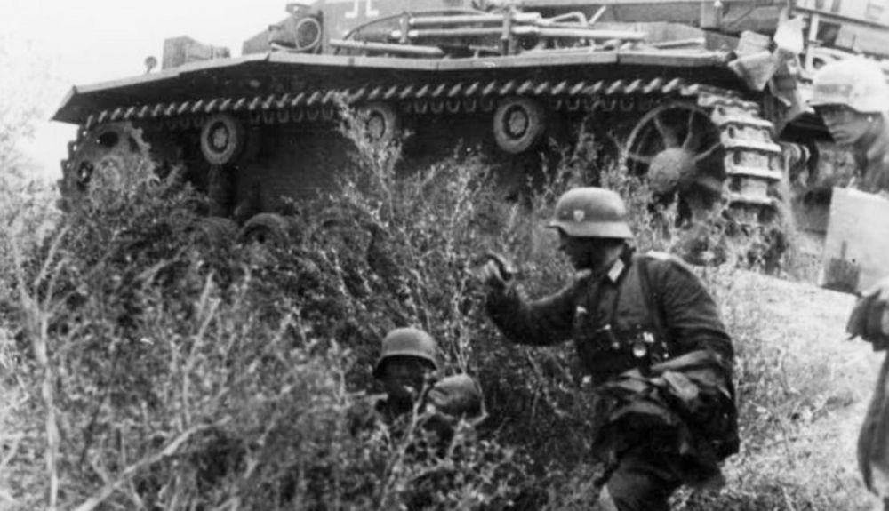 Infantería de marina alemana durante la batalla.