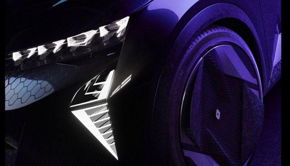 Detalle de los faros y pasos de rueda delanteros del Renault Scénic Vision