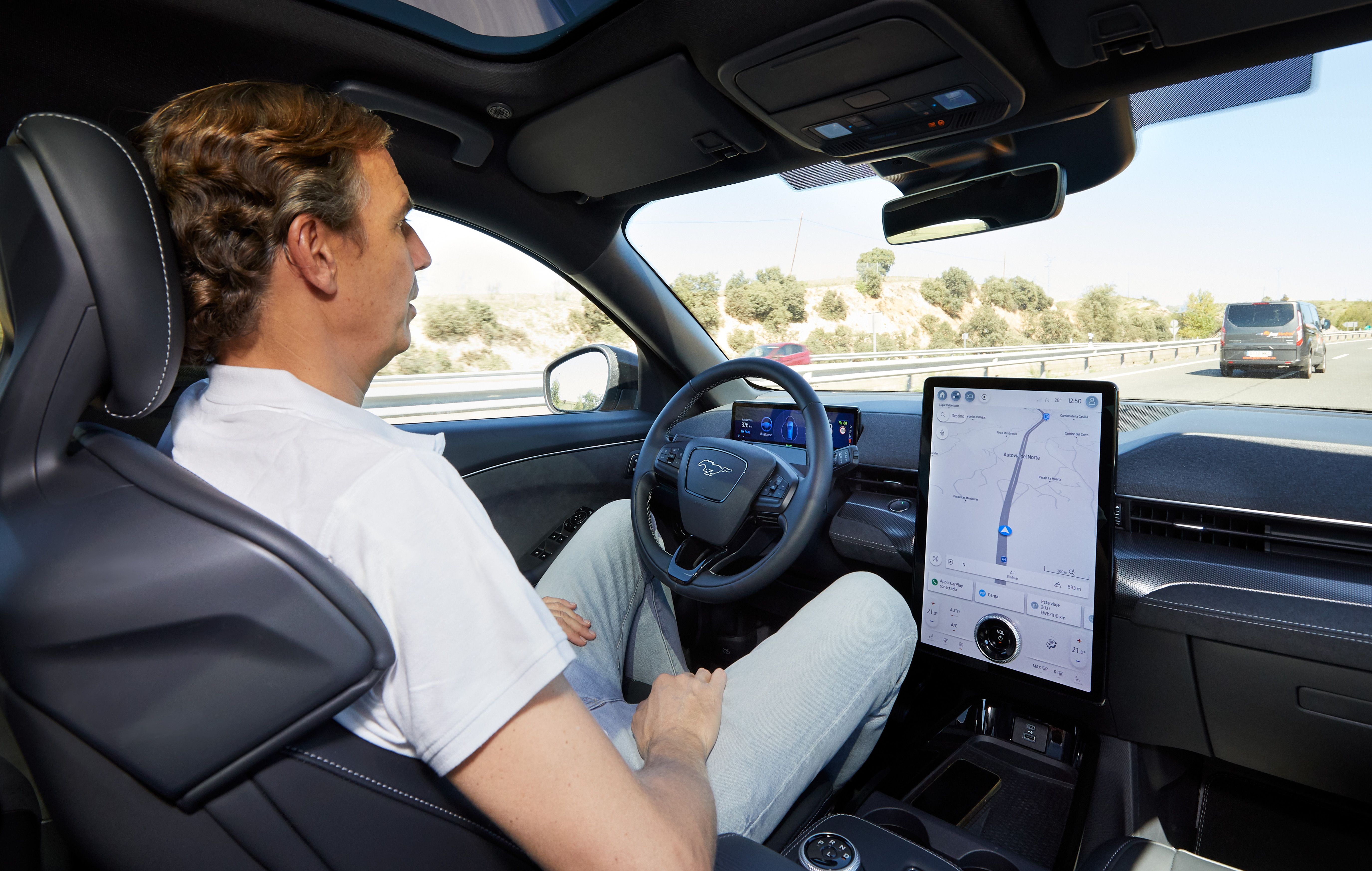 Sistema BlueCruise de conducción autónoma asistida de Ford, disponible en un Mustang Mach-E.