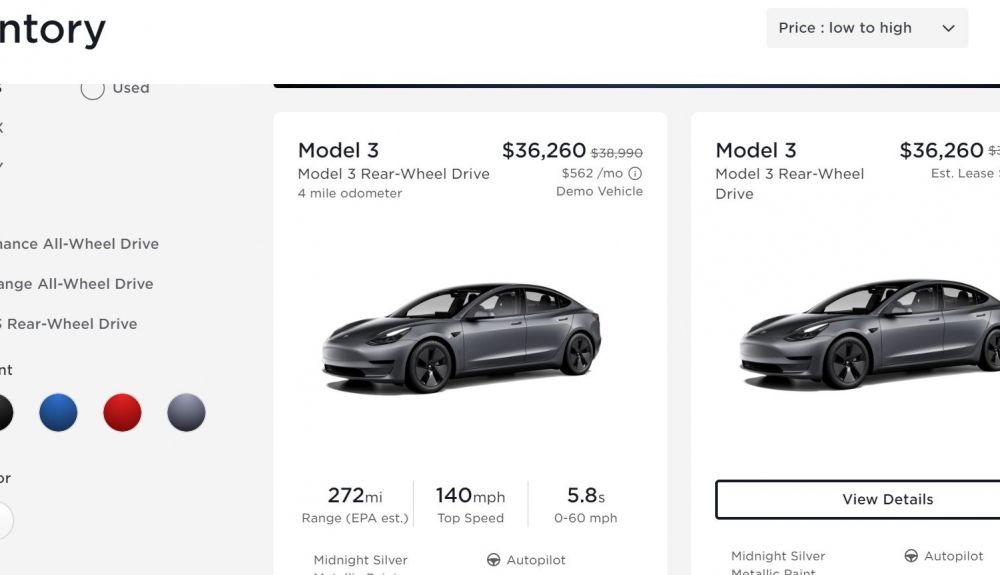 Tesla baja también el precio de sus coches de segunda mano