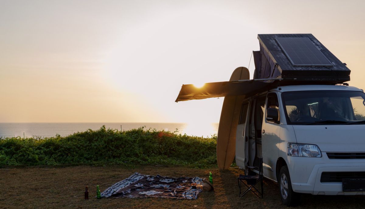 Placa solar en una camper