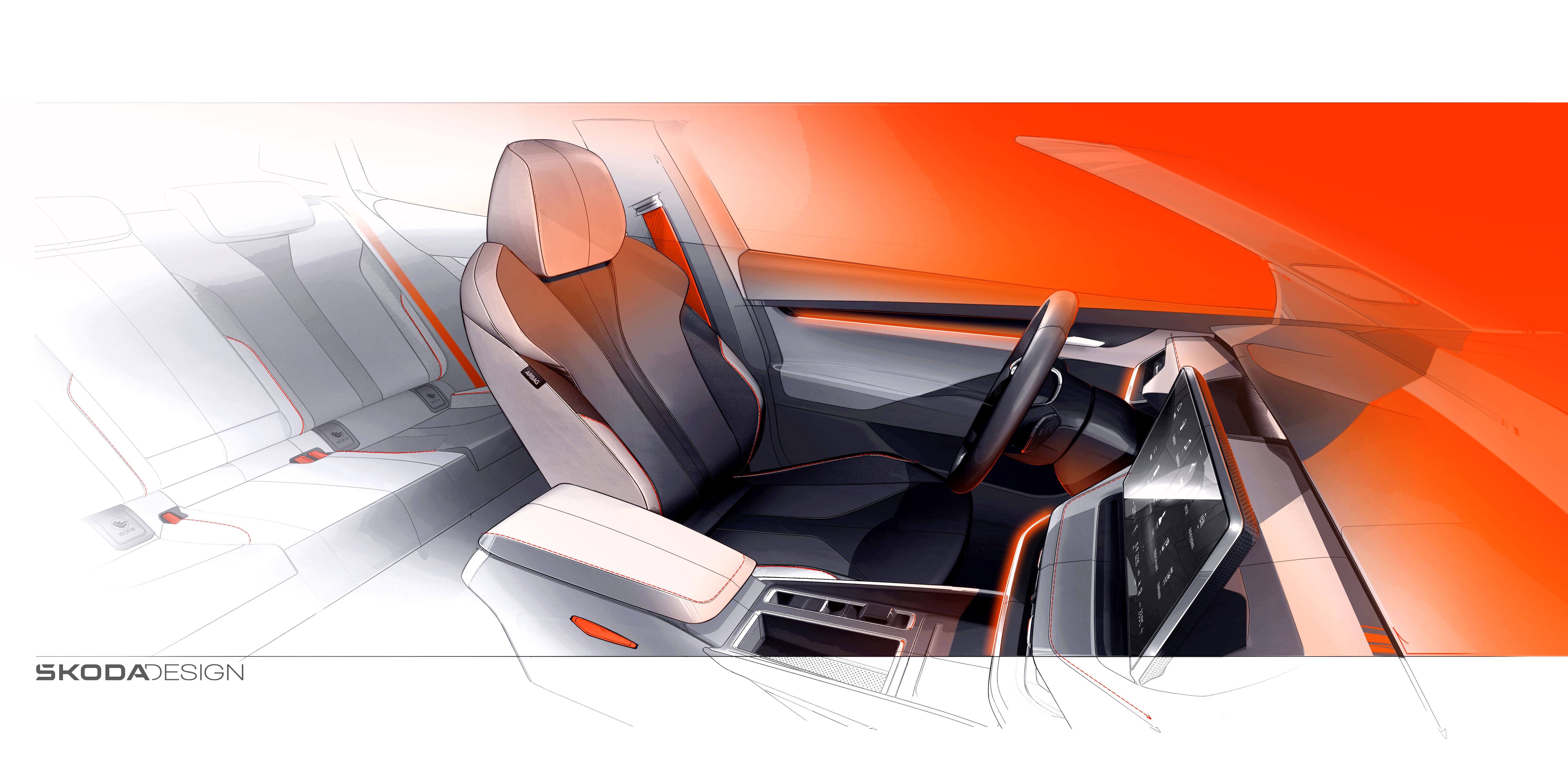 Skoda Elroq: primeros bocetos interiores.
