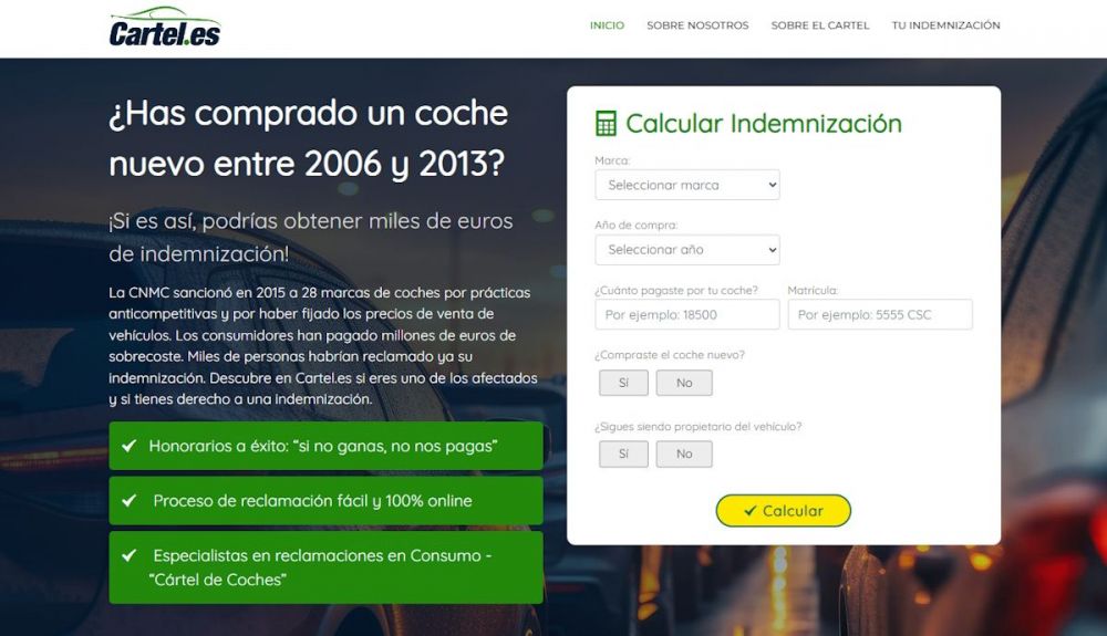 La empresa Cartel.es dispone de una calculadora en su web para comprobar si te corresponde indemnización y cuál