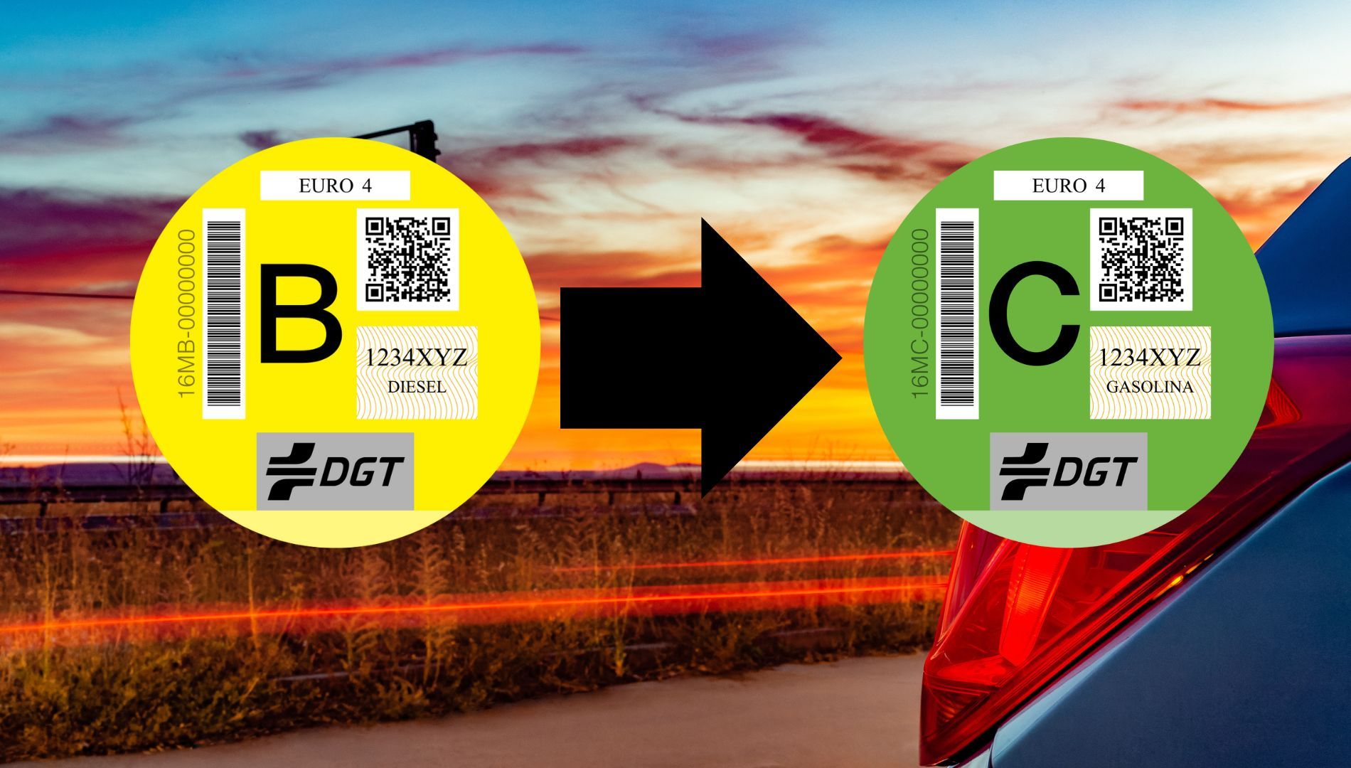 La DGT rectifica y miles de coches que tenían la etiqueta B pasarán ahora a tener la C