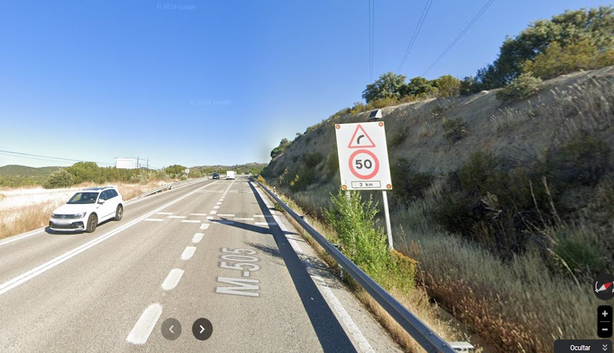 Un nuevo radar de 3 km con límite a 50 kmh ya siembra el pánico en una conocida carretera madrileña. FOTO GOOGLE MAPS