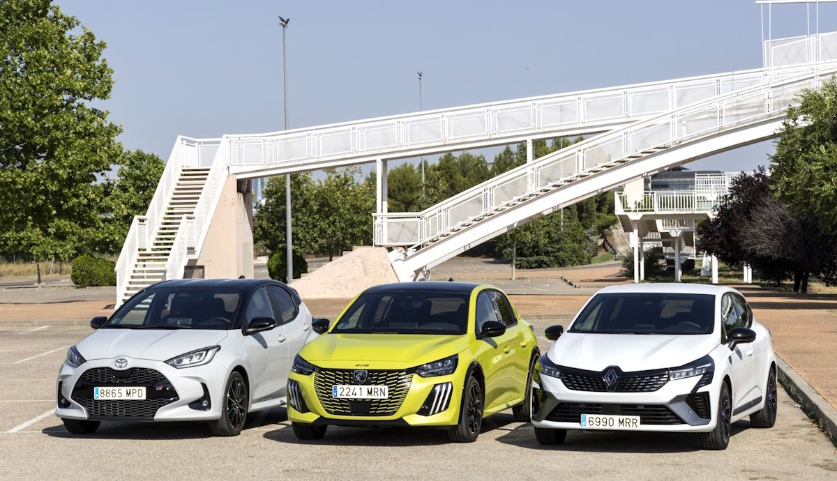 Elegimos el mejor utilitario híbrido, Peugeot 208, Renault Clio y Toyota Yaris, cuál interesa más