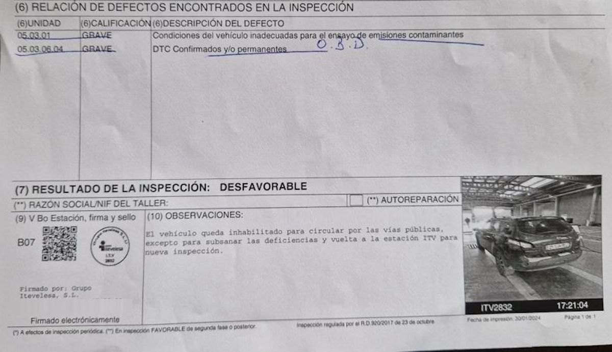 El fallo por el que suspenden muchos coches la ITV va a más, error de OBD por avería de calentadores