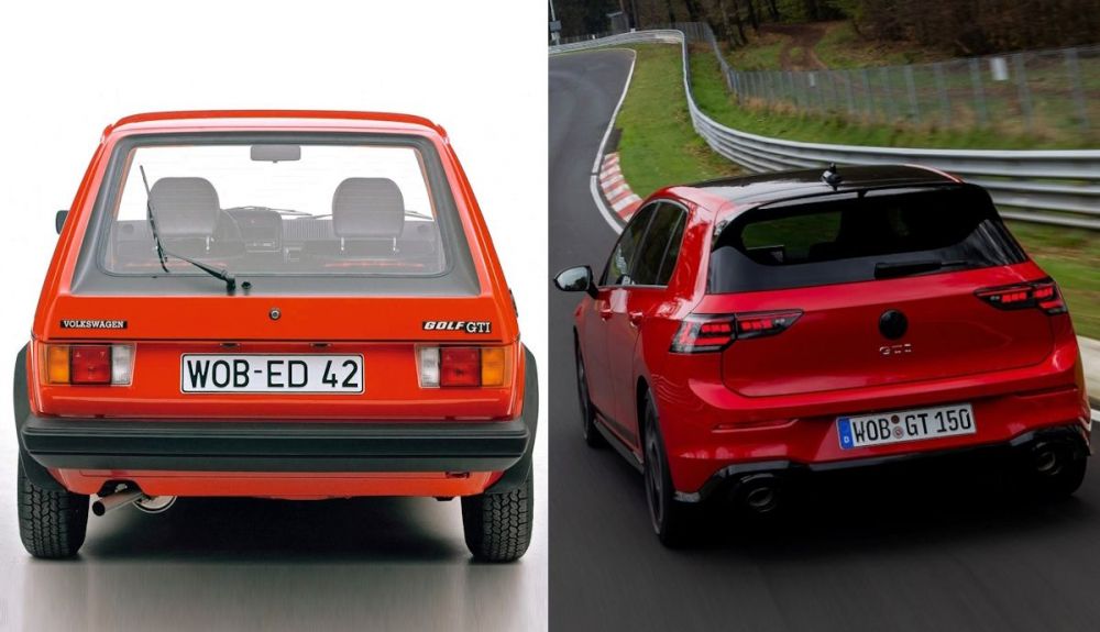 Trasera del VW Golf GTI I original y del nuevo GTI Edition 50 