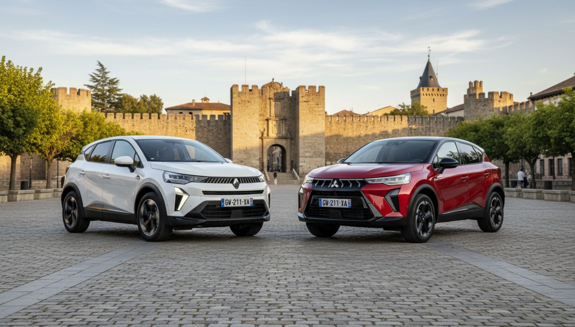 Mitsubishi ASX vs Renault Captur: análisis comparativo para elegir el mejor SUV de su clase. Imagen generada por IA