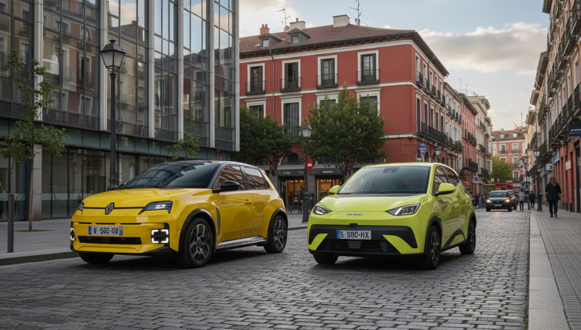 Son dos de los eléctricos urbanos más vendidos, pero ¿cuál es mejor Renault 5 o BYD Dolphin Surf? Imagen generada por IA