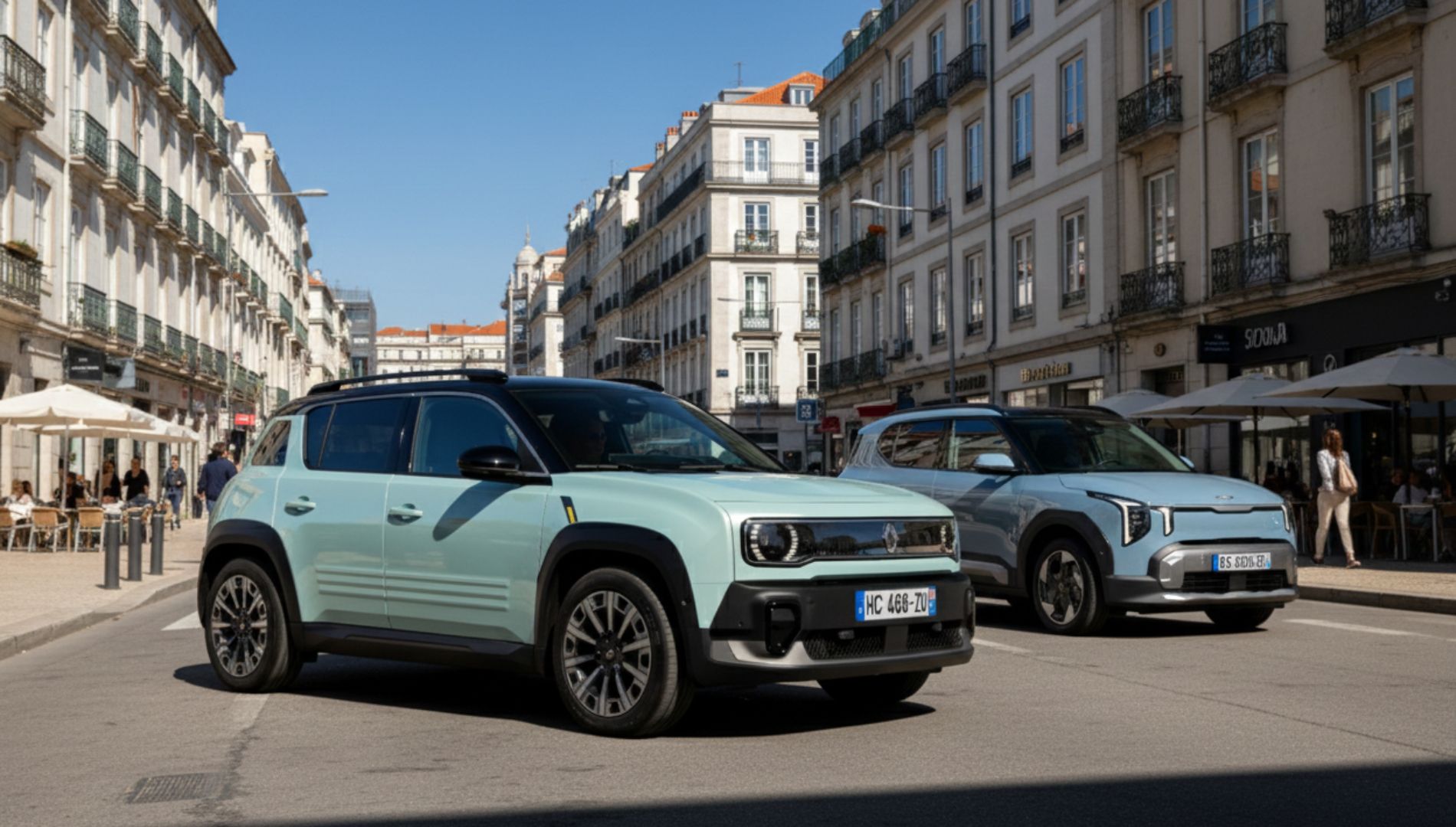 Duelo de SUV pequeños eléctricos ¿Está preparado el nuevo Kia EV2 para luchar con el Renault 4? Imagen generada por IA